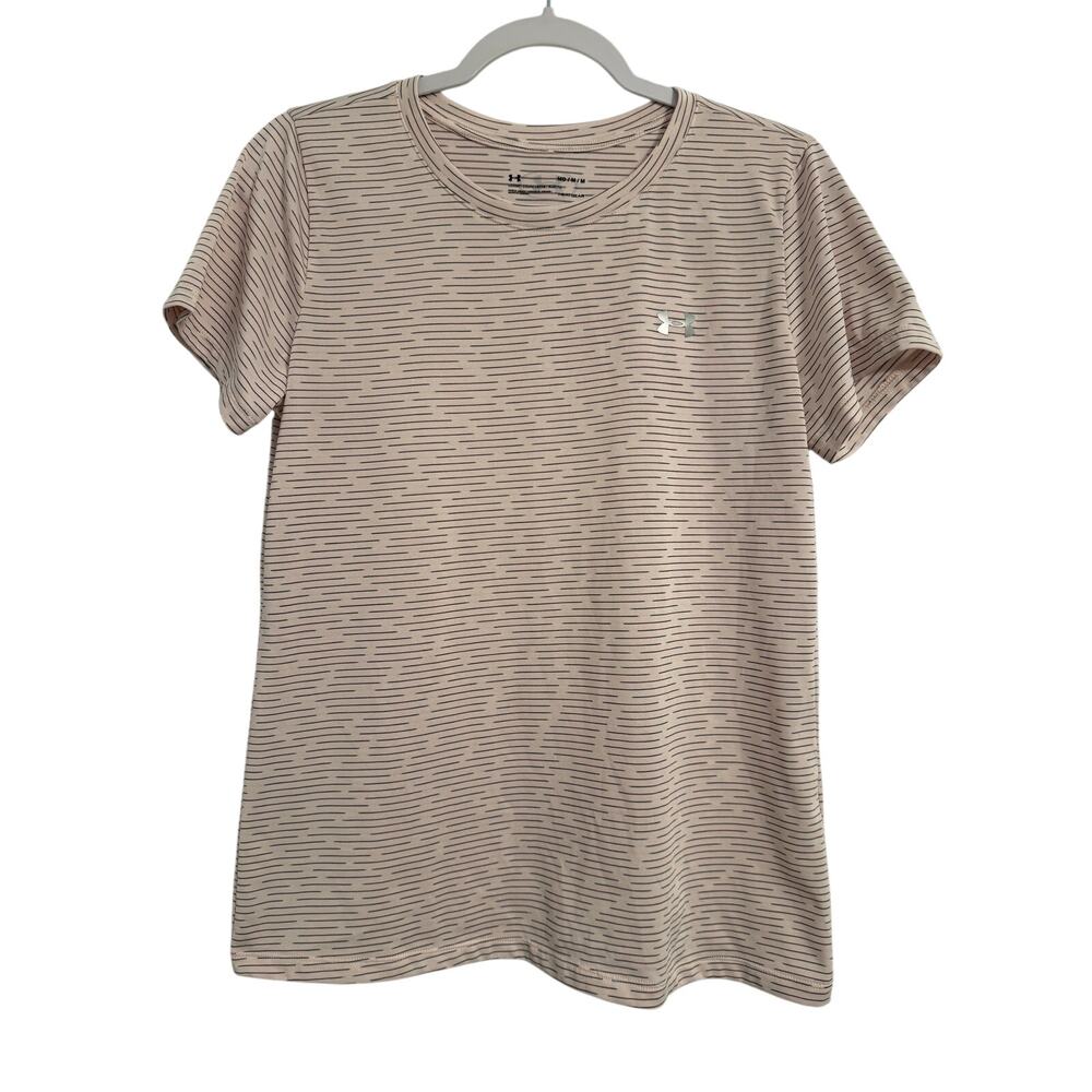 Under Armour Women's M Athletic Pink Metallic Short Sleeve Top‎ Workout Gym